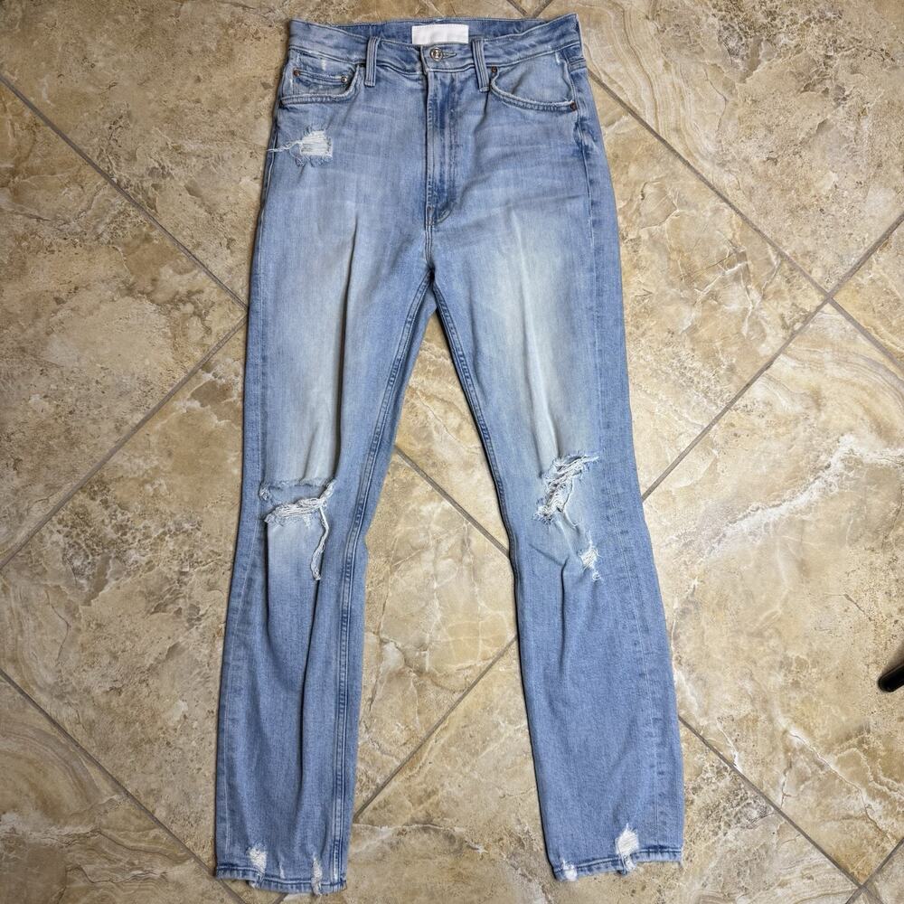 MOTHER High Waisted Rider Skimp Distressed Jeans Women’s 28 Light Wash